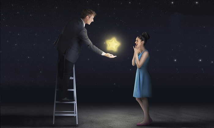 Man presents a star as a gift