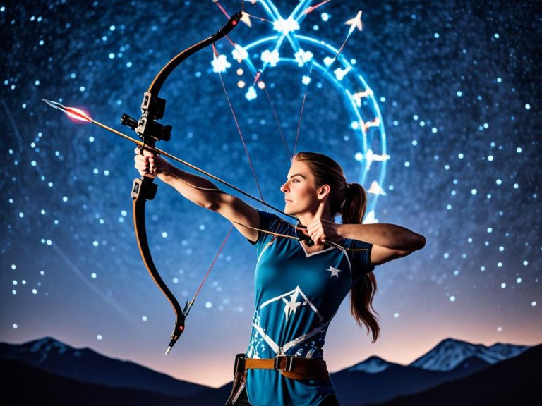 Sagittarius the Satyr depicted as a woman with a bow