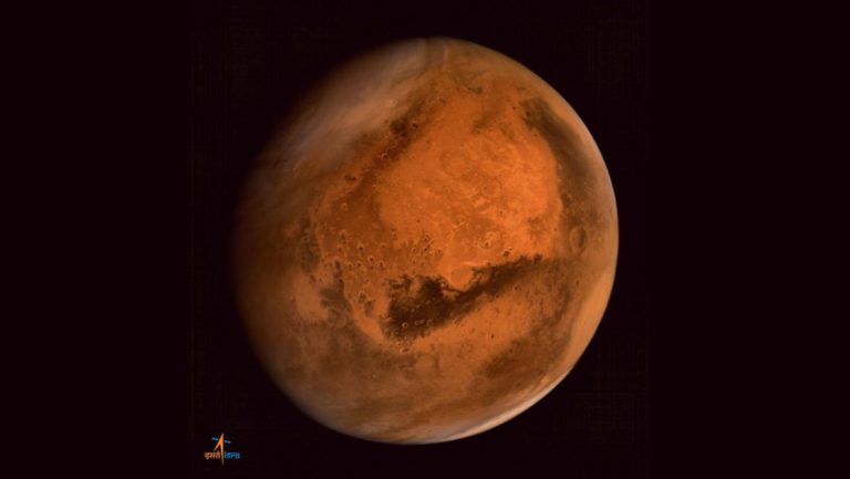 the red planet Mars taken during the ISRO Mars Orbiter Mission