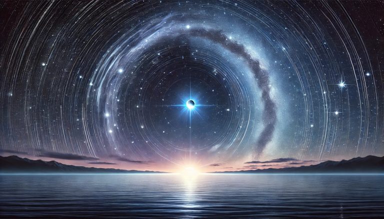 Mercury sits in a fantastical sky over a calm body of water, symbolizing the end of Mercury's retrograde in Gemini