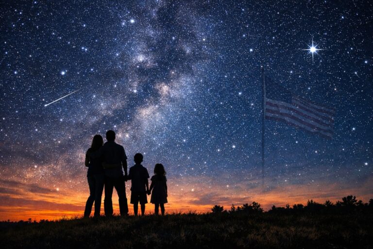 Memorial Day weekend a family looks toward the stars remembering lost loved ones and anticipating the start of summer