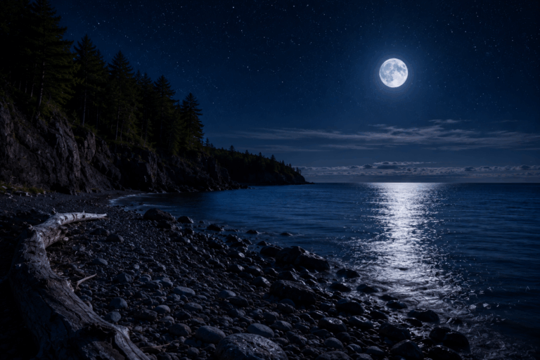 The August Full Moon, also called the Sturgeon Moon, floats in the summer sky.