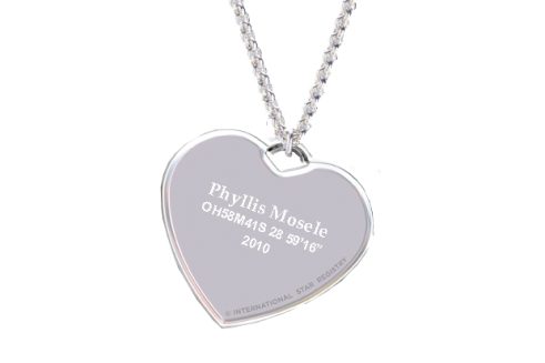 Silver Heart Pendant engraved with Star Name and coordinates
